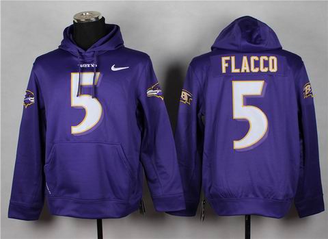 nfl ravens 5 Flacco sweatshirts hoody purple