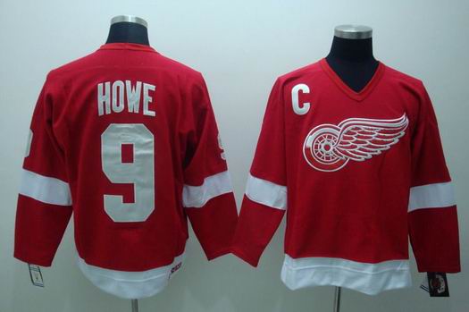 nhl detroit red wings #9 howe m&n red