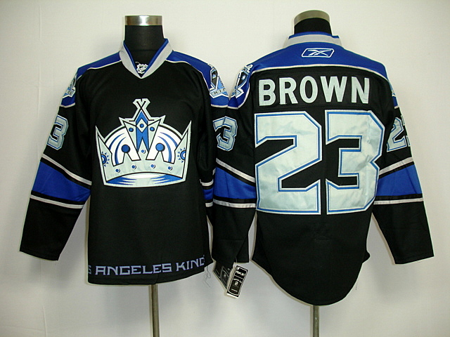 nhl los angeles kings #23 brown black blue