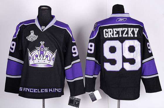 nhl los angeles kings #99 gretzky black purple jersey