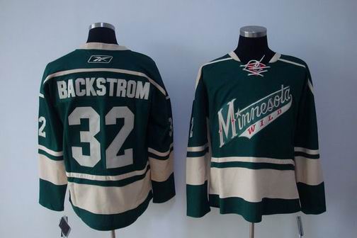 nhl minnesota wild #32 backstrom green