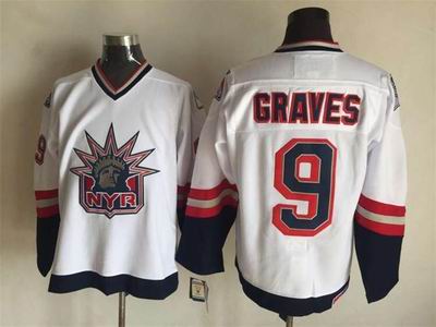 nhl new york rangers #9 Graves white jersey
