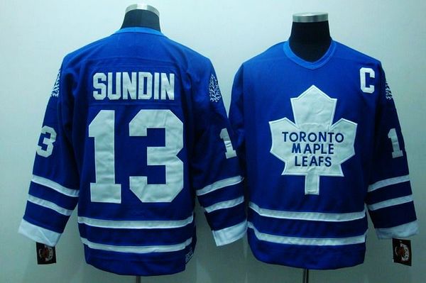 nhl toronto maple leafs #13 Mats Sundin blue throwback CCM jersey