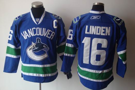 nhl vancouver canucks #16 linden blue[c patch]