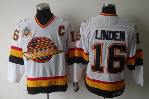 nhl vancouver canucks #16 linden white ccm
