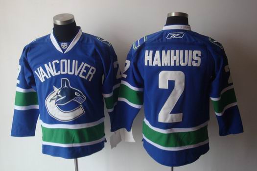 nhl vancouver canucks #2 hamhuis blue