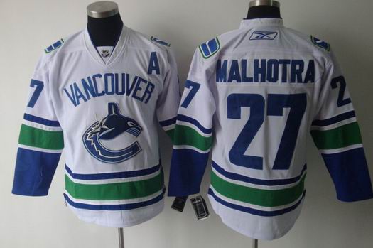 nhl vancouver canucks #27 malhotra white[A patch]
