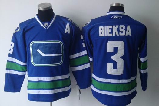 nhl vancouver canucks #3 bieksa blue[a patch 3rd]