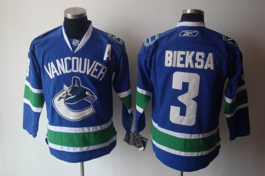 nhl vancouver canucks #3 bieksa blue[a patch]