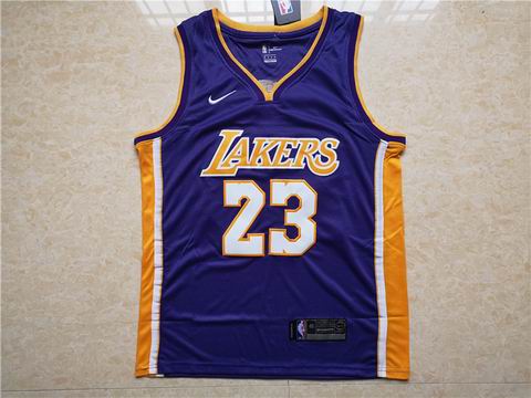 nike NBA Los Angeles Lakers #23 Lebron James purple game jersey