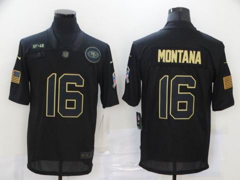 nike nfl 49ers #16 MONTANA black solute to service jersey