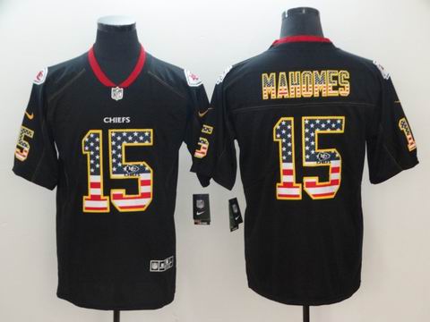 nike nfl Chiefs #15 Mahomes black USA flag fashion rush jersey