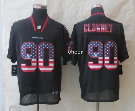nike nfl Houston Texans 90 Clowney USA Flag Fashion Black Elite Jersey