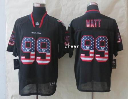 nike nfl Houston Texans 99 Watt USA Flag Fashion Black Elite Jersey