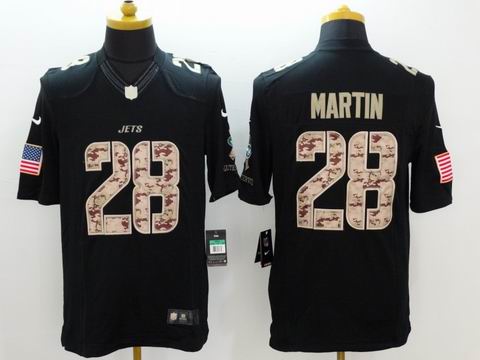 nike nfl Jets #28 Martin Black Salute TO Service Jersey