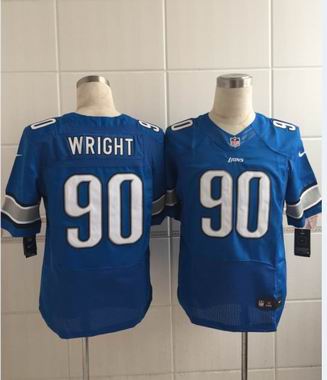 nike nfl Lions 90 Wright blue elite jersey
