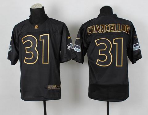 nike nfl Seattle Seahawks 31 Chancellor black golden letter fashion jersey