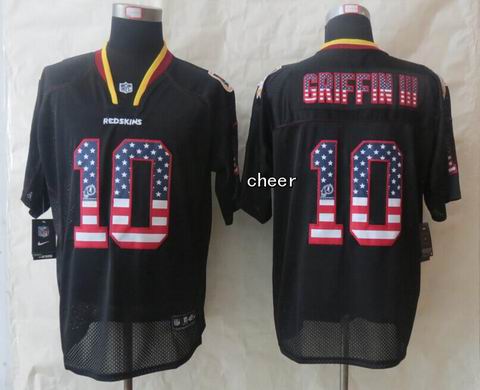 nike nfl Washington Red Skins 10 Griffin III USA Flag Fashion Black Elite Jersey