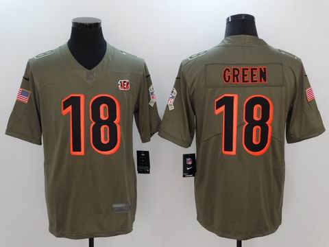 nike nfl bengals #18 Green Olive Salute To Service Limited Jersey