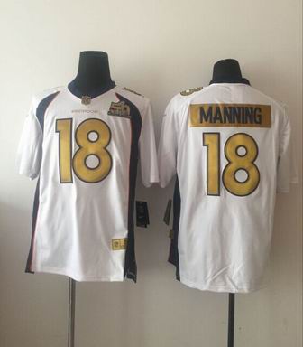 nike nfl broncos #18 Peyton Manning white golden number superbowl 50 jersey