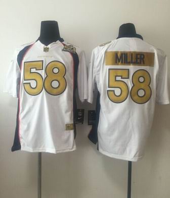 nike nfl broncos #58 Von Miller white golden number superbowl 50 jersey