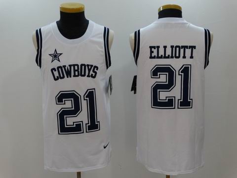 nike nfl cowboys #21 Elliott rush II white jersey no sleeve