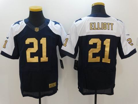 nike nfl cowboys #21 Elliott thanksgiving blue golden rush jersey