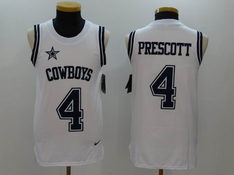nike nfl cowboys #4 PRESCOTT rush II white jersey no sleeve