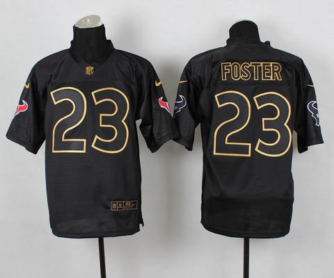 nike nfl houston texans 23 foster black golden letter fashion jersey