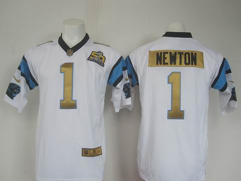 nike nfl panthers #1 Newton white superbowl jersey