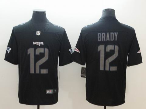 nike nfl patriots #12 brady fashion impact black rush limited jersey
