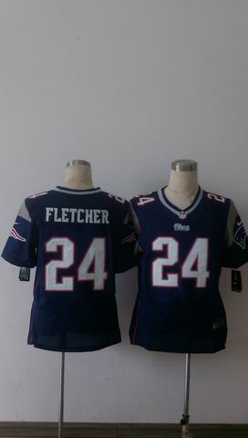 nike nfl patriots 24 Fletcher blue elite jersey