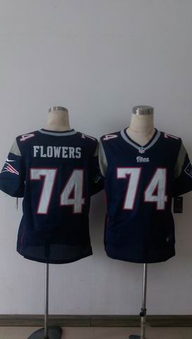 nike nfl patriots 74 Flowers blue elite jersey