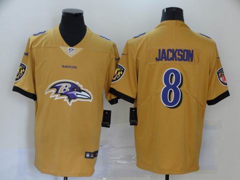 nike nfl ravens #8 Jackson yellow big logo fashion jersey