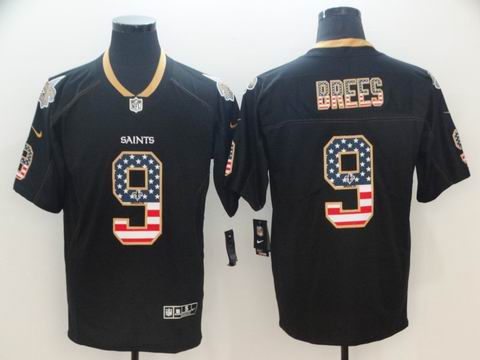 nike nfl saints #9 Brees black USA flag rush jersey