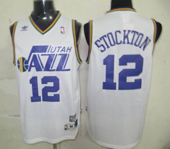 NBA Utah Jazz #12 John Stockton White Jersey