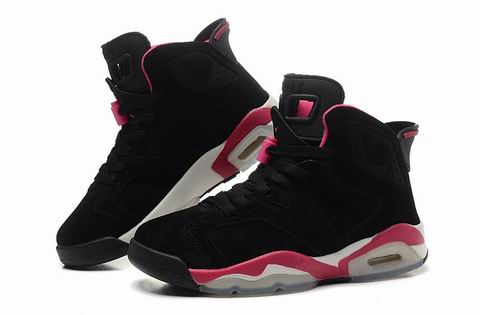 women Air Jordan 6 shoes Suede black pink