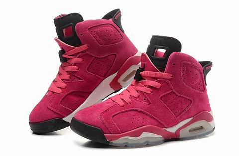 women Air Jordan 6 shoes Suede pink black
