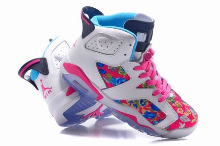 women Air Jordan 6 shoes white blue pink flower