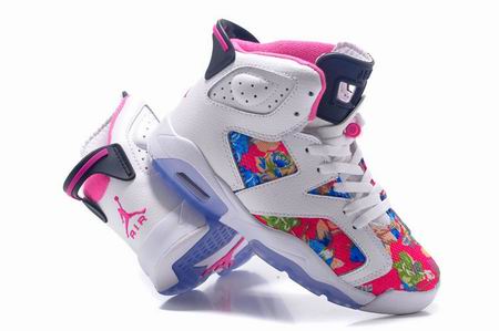 women Air Jordan 6 shoes white pink flower