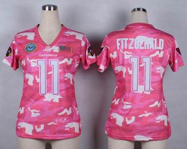 women Cardinals 11 Fitzgerald Salute to Service pink camo jersey