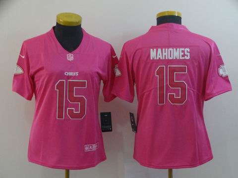 women Chiefs #15 Mahomes pink jersey