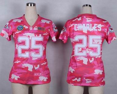 women Chiefs 25 Charles Salute to Service pink camo jersey
