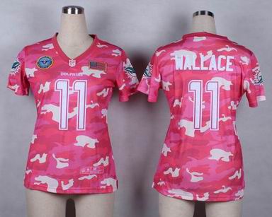 women Dolphins 11 Wallace Salute to Service pink camo jersey