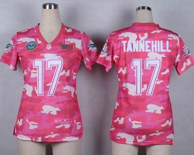 women Dolphins 17 Tannehill Salute to Service pink camo jersey