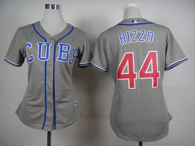 women MLB Chicago Cubs 44 Rizzo grey jersey