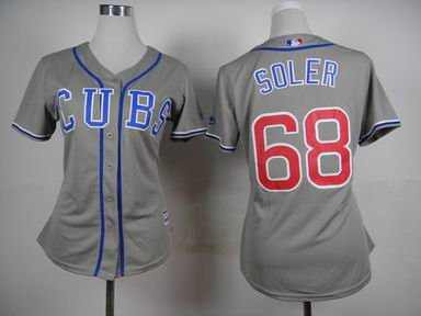 women MLB Chicago Cubs 68 Soler grey jersey