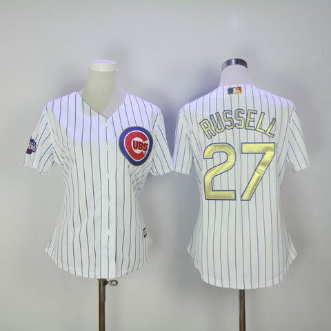 women MLB Cubs #27 Russell white 2016 Champions jersey