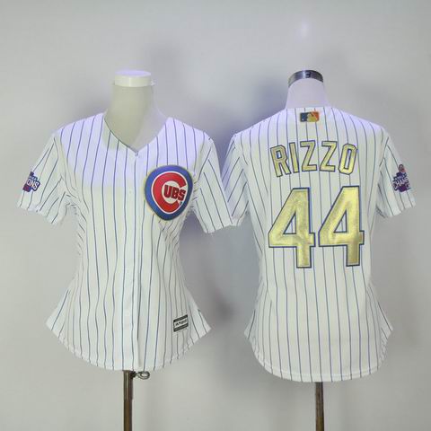 women MLB Cubs #44 Rizzo white 2016 Champions jersey