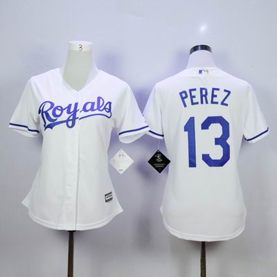 women MLB Kansas City Royals #13 Perez white jersey
